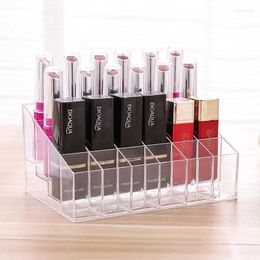 Storage Boxes Transparent 24 Grids Acrylic Makeup Organizer Box Lipstick Holder Display Rack Cosmetic Container Home Dresser Case