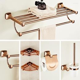 Bath Accessory Set Bathroom Accessories 304 Stainless Steel Rose Gold Towel Rack Paper Holder Toilet Brush Hooks Hardware