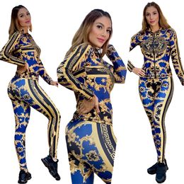 Designer Brand Jogging Suit Women Tracksuits print jacket pants 2 piece set Long Sleeve Sweatsuits 2XL sportswear casual fall winter Clothes Ladies Outfits 8980-0