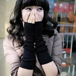 Knee Pads 1 Pair Women Winter Striped Wrist Arm Hand Warmer Sleeve Gloves Girls Stripe/Solid Hole Half Mittens