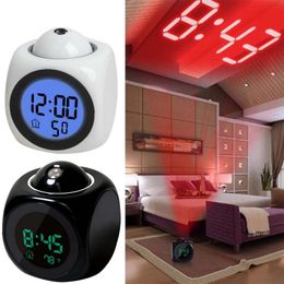 Projectors Digital Alarm Clock LCD Creative Projector Weather Temperature Desk Time Date Display Projection USB Charger Home Clock Timer 221117