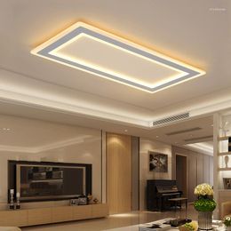 Chandeliers Surface Mounted Rectangle Modern Led Ceiling Chandelier Living Room Dining Bedroom Ultra-thin Fixtures