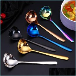 Spoons Stainless Steel Soup Spoons Sauce Spoon Home Kitchen Drinkware Tool Drop Delivery Garden Dining Bar Flatware Dhzta