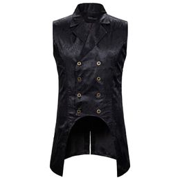 Mens Vests Gothic Steampunk Double Breasted Vest Brocade Waistcoat Men Party Wedding Groom Tuxedo Male Stage Singers Clothes XXL 221117