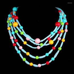 Choker Bohemian Style Design Fashion Jewellery Multilayer Resin Bead Necklace Handmade Tassel Statement Collar For Women