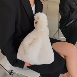 Evening Bags Korea Style Ladies Luxury Faux Fur Bag Small Plush Knot Purse Women Winter Soft Fluffy Stylish Clutch Handbag