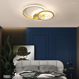 Ceiling Lights Led Bedroom Lamp Round Golden Simple Modern Creative Restaurant Room Study Decorative Luminaires