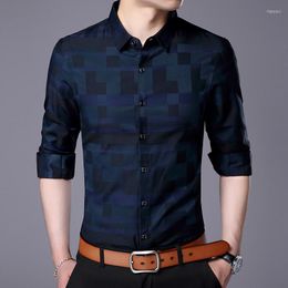 Men's Casual Shirts 2022 Fashion Brand Shirt For Men Button Up Plaid Korean Slim Fit Streetwear Long Sleeve Chequered Dress Mens Clothing