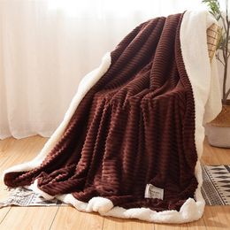 Blanket Winter Thick Warm Cashmere Soft Throw On Sofa Cover Bed Double Sided Solid Colour Wool Bedspread 221116