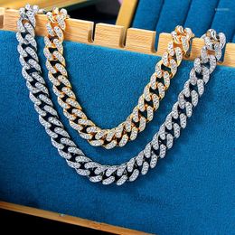 Chains JUST FEEL Iced Out 12mm Miami Cuban Link Chain Choker Necklace Luxury Rhinestone Bling Hip Hop For Women Jewelry Necklaces