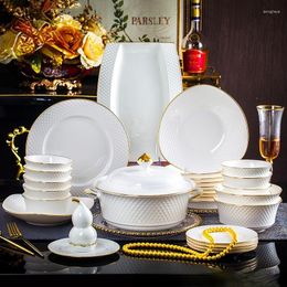 Plates Dinner Luxury Plate Set Ceramic Christmas Porcelain Sets Dessert Breakfast Platos De Cena Nordic Dinnerware DL60PZ