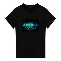 Men's T Shirts 2022 Selling Flashing EL Sound Activated T-shirt Custom Luminous In Dark Panel For Music Party