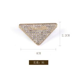 Fashion Designer Triangle Brooch Korean Style Diamond Letters Coat Sweater Scarf Buckle Pin Accessories Business Suit Corsage