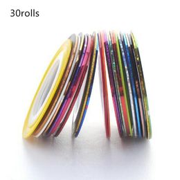 30 rolls paquete multicolor rollos mixtos rollos de tiras Línea de arte de uñas decoraciones pegatinas de uñas de bricolaje232u