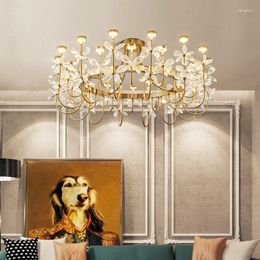 Chandeliers Postmodern Luxury LED Chandelier Nordic Crystal Living Room Decoration Ceiling Pendant Lamp Metal Indoor Lighting