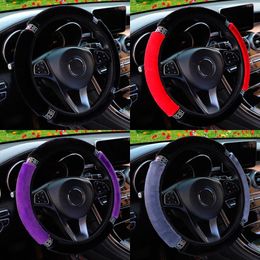 Steering Wheel Covers Diameter 37-38cm Car Cover Soft Warm Fliff With Rhinestone Steering-Covers Auto Decoration Interior Accessories