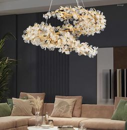 Chandeliers Circle Branch Crystal Chandelier Living Room Lamp Restaurant LED Lighting Luxury El Decorative