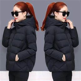 Women's Down Parkas Black Fashion Puffer Coats Winter Hooded Cotton Coat Loose Jackets Women Short Jacket Casual Female Outwear 221117