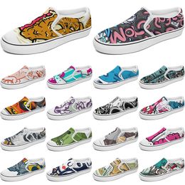 Custom Shoes Slip-on Canvas Shoe Customised Sneakers Men Women Blue Red Yellow Classic Custom Comfortable Low Platform Sneaker color41