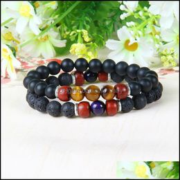 Beaded Designs Mens Jewelry Wholesale 10Pcs/Lot 8Mm A Grade Tiger Eye Stone Beaded Lovers Bracelet Drop Delivery Bracelets Dhk3M