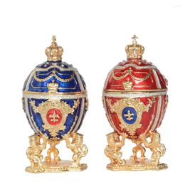 Jewellery Pouches Arrival Russian Faberge Egg W Lion Box Easter Bejewelled Trinket Metal Gift For Her Christmas Gifts