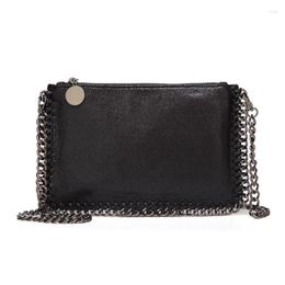 Evening Bags Soft Leather Women Shoulder Crossbody Chains Edged Small Silver Envelope Clutch Handbag Designer Luxury Sac