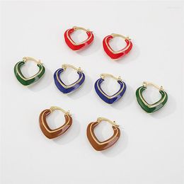 Hoop Earrings High Quality Vintage Dripping Oil For Women Gold Fashion Geometric Ear Buckle V-Shaped Party Jewellery Gift