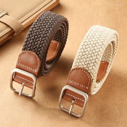 Belts Female Casual Knitted Pin Buckle Men Woven Canvas Elastic Expandable Braided Stretch For Women Jeans Waistband