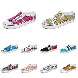 Anime Slip On Custom Women Shoes Men Canvas Cartoon Animal Design Diy Word Black White Blue Red Outdoor Mens Trainer Wo Carto S S E Bdf s