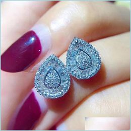 Stud Water Drop Cubic Zirconia Stud Earrings For Women Fashion Wedding Jewellery Gift Delivery Dhxv1