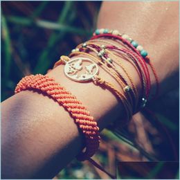 Charm Bracelets World Map Mtilayer Bracelet Bead Weave Women Adjustable Charm Bangle Cuff Summer Fashion Jewellery Drop Delivery Bracel Dhbgb