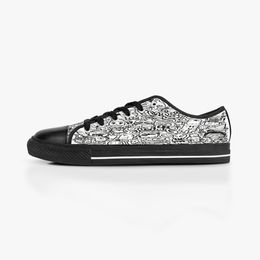 män kvinnor diy anpassade skor låg topp canvas skateboard sneakers trippel svart anpassning uv tryck sport sneakers daishu 157-10