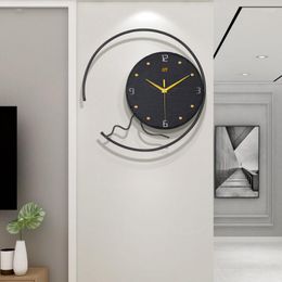 Wall Clocks Large Clock Round Metal Nordic Wrought Iron Luxury Minimalist Design Living Room Home Decoration Zegar