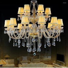 Chandeliers Elegant Crystal Chandelier With Shades Living Room Glass Lighting K9 Hanging Lamps Vintage Pendant Lights
