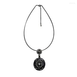 Pendant Necklaces Statement Necklace Factory Direct Electrophoresis Black Zinc Alloy Jewellery Rope Hollowing Crystal