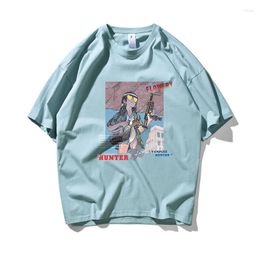 Men's T Shirts High Street Trend BF Printed Cotton Short Sleeve T-shirt For Men Loose Oversize Couple Outfit INS Web Celebrity Half Hip-hop