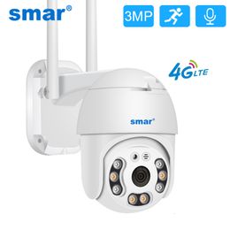 Dome Cameras Smar 4G SIM Card WiFi 1080P 3MP PTZ IP Outdoor CCTV Wireless Home Security Two Way Audio ICSEE APP 221117
