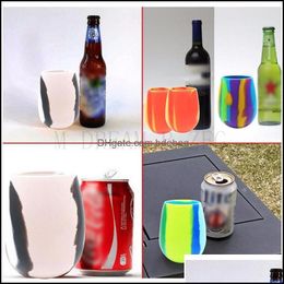 Wine Glasses Camouflage Sile Wine Glass Beer Mug Collapsible Cup Food Garde Drinks Nontoxic Odourless Drop Delivery Home Garden Kitch Dhurk