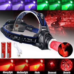 Headlamps Headlamp18650 Red Light Head LED Flashlight Outdoor XPG Headlight Tactical Camping Hunting Fishing Zoomable Headlamp 221117