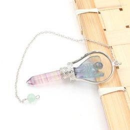 Pendant Necklaces FYSL Silver Plated Angel Fluorite Stone Link Chain Clear Quartz Classic Style Jewellery