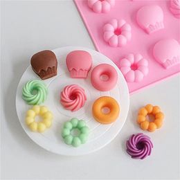 Mini Donuts Silicone Mold Flower Shape Donut DIY Handmade Jelly Pudding Candy Cake Decorative Reusable Baking Tools MJ1124