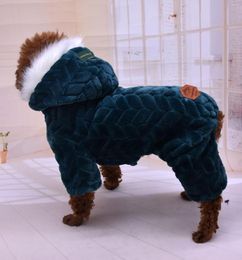 Cat Costumes Pet Clothes Cotton Big Fur Collar British Four-legged Cclothes Dog Coat Thick Warm Jacket