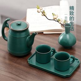 Teapots Chinese Vintage Creative Teapot Green Kitchen Handmade Ceramic Tea Pot Small Business Gift Container Czajnik Teaware Ed50cf