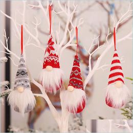 Christmas Decorations Knit Christmas Doll Hangs Beard Red Elf Tree Xmas Decorations Festive Party Home Decor Drop Delivery Garden Sup Dhosd