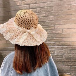 Hats Summer Child Lace Straw Hat Outdoor Kids Holiday Beach Sun Girls Baby Cute Cap Gorros Parent-child