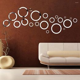 Wall Stickers Design 24PCS 3D Circles Mirror Sticker DIY Decal Mural Home Decor Removable Reusable Accessory