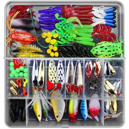 141pcs Accessories Fishing Lures Baits Crankbait Swimbaits Jig Hooks Fishing-Gear Lures Kit Set with Tackle Box