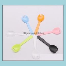 Disposable Flatware Disposable Flatware Tableware Portable Fruit Fork Plastic Dessert Party Cake Salad Vegetable Spoon Individual Pa Dhtqu