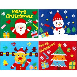 Christmas Decorations Hand Made Non-woven Stickers Vinyl Santa Claus deer Holiday Stickers for Kids Teen Creative Diy Sea Shipping RRC505