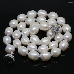 Chains High Quality White Freshwater Barrel Rice Natural Pearl Beads 7 8mm 11 13mm Charms Necklalce Women Jewelry 18inch B1457